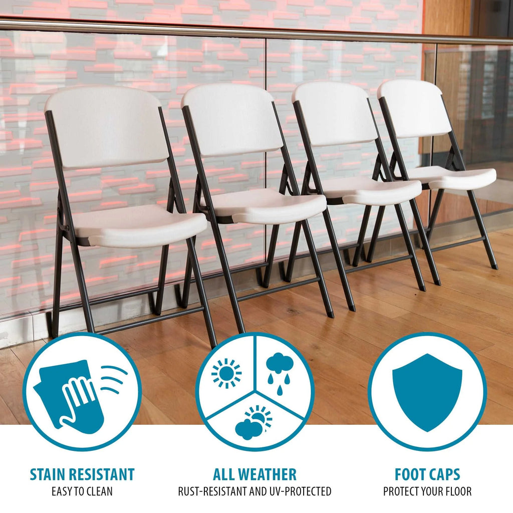 Lifetime 4 8-Foot Rectangle Folding Tables And 32 Chairs Set, White Granite - 80147