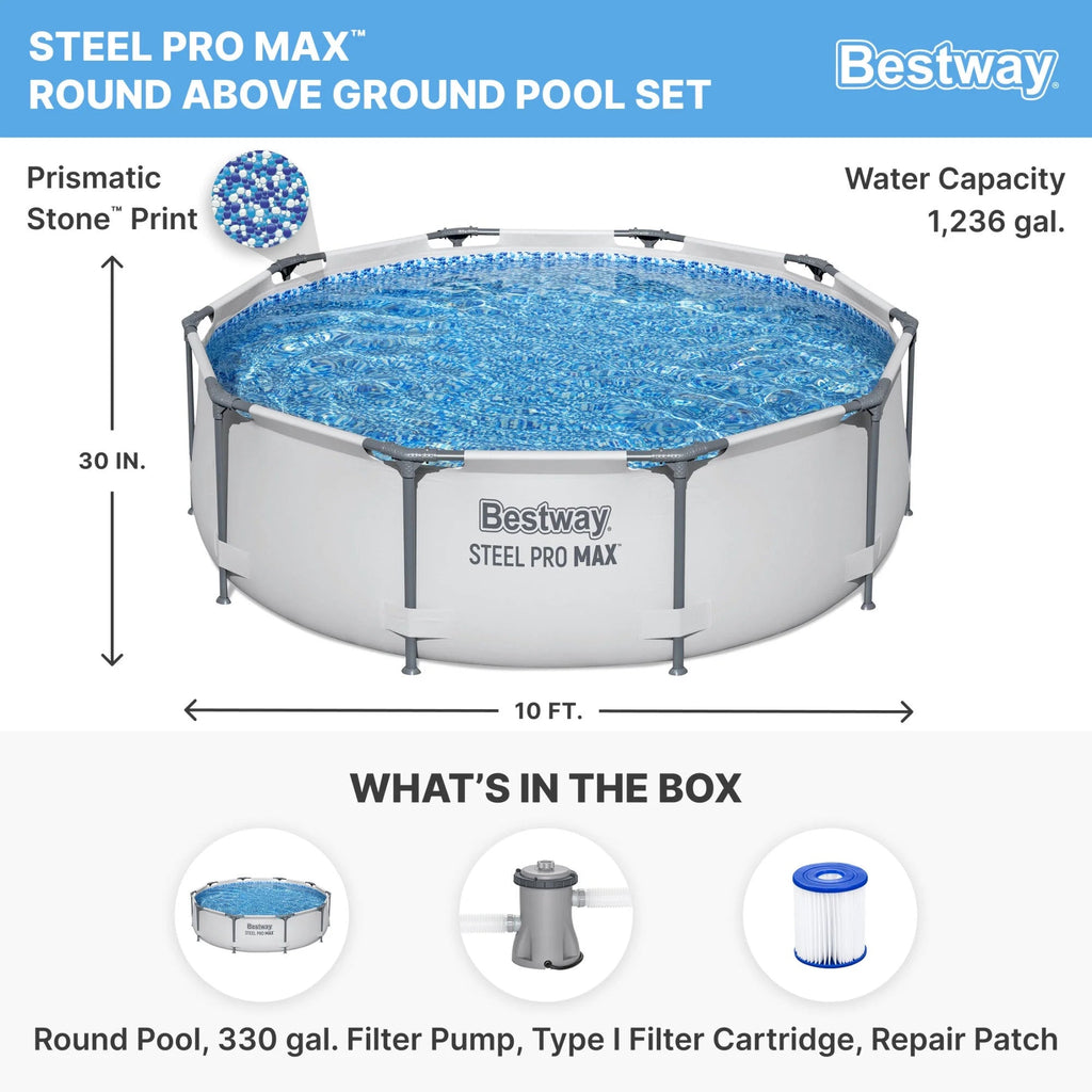 Bestway Steel Frame Above Ground Swimming Pool Set 10' x 30in - 2 Pack