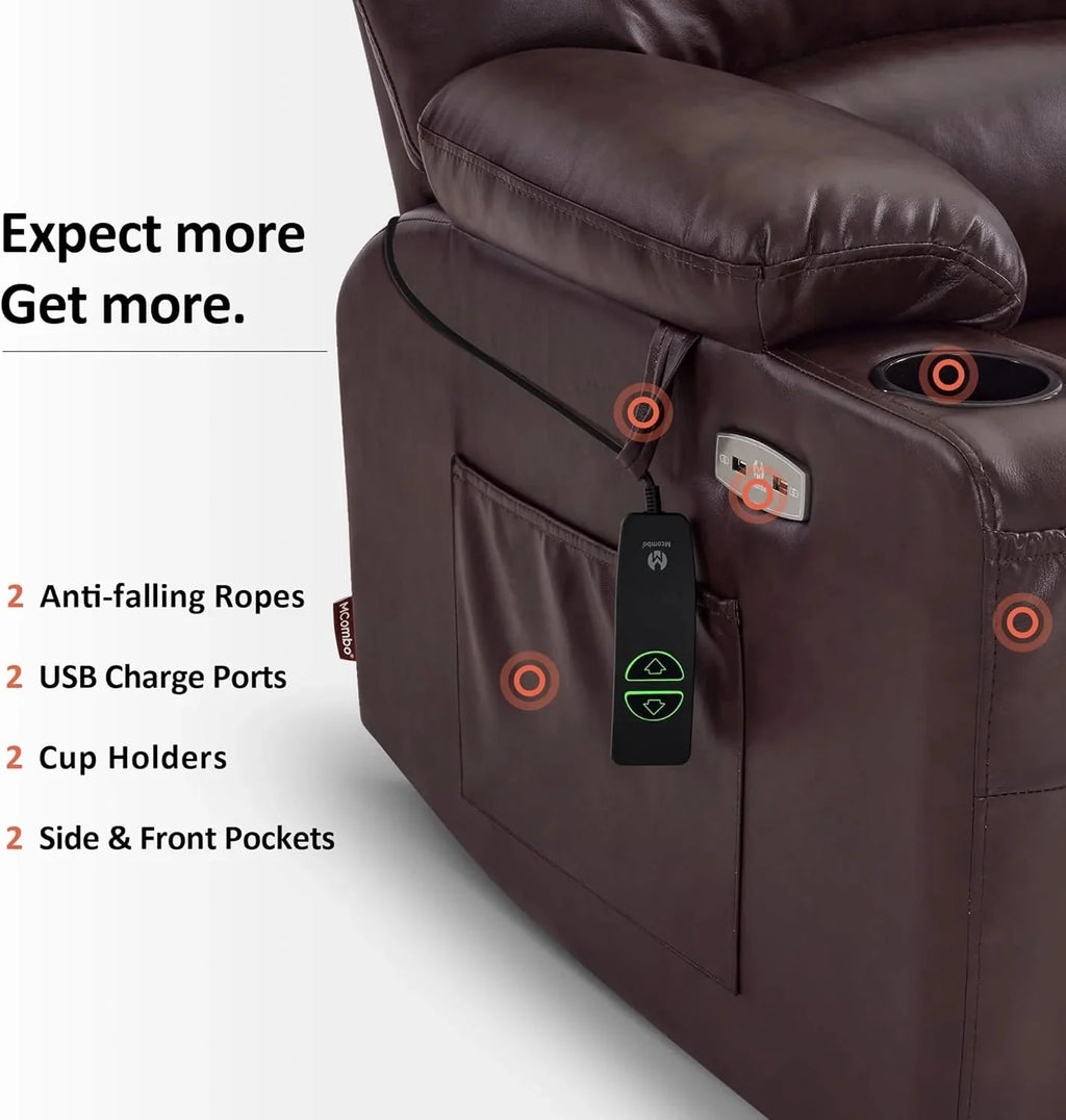 Heated Lift Recliner for Seniors with USB and Cup Holders