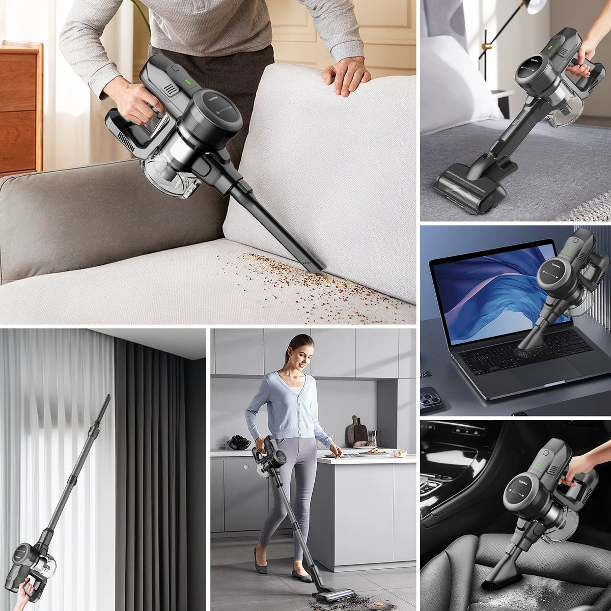 Lazyswan Cordless Stick Vacuum Cleaner 35KPA 400W 50min
