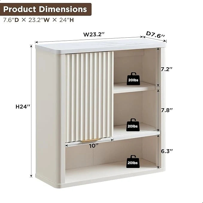 Bathroom Wall Cabinet With Adjustable Shelf, 7.6 in D x 23.2 in W x 24 in H