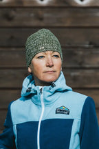 Merino Wool Beanie, Green Heather - Snowy