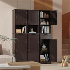 67 Inch Tall Narrow Bathroom Linen Storage Cabinet, 5-Tier Solid Wood Freestanding