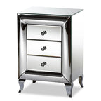 Baxton Studio Pauline Mirrored 3-Drawer End Table