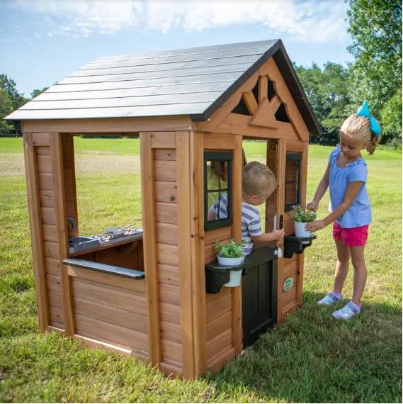 Backyard Discovery Cedar Playhouse With Kitchen, 55 in H x 42 in W x 46.69 in D - Sweetwater