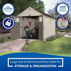 Suncast Tremont Plastic Storage Shed 8 ft W x 13 ft D, Taupe - BMS8135