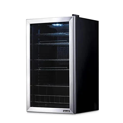 NewAir Beverage Refrigerator Cooler, 126 Cans, Stainless Steel, Right Hinge Glass Door - AB-1200