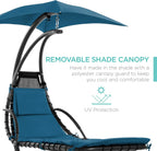 Best Choice Products Outdoor Hanging Steel Chaise Lounge Chair With Canopy, Charcoal Gray - SKY5871