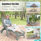 Rolling Folding Plastic Pool Lounge Chair With Armrests, 5 Position - Patio Deck Beach Chair