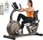 Niceday Recumbent Exercise Bike, 400 LBS Capacity, 16-Level Magnetic Resistance, Brown+Orange