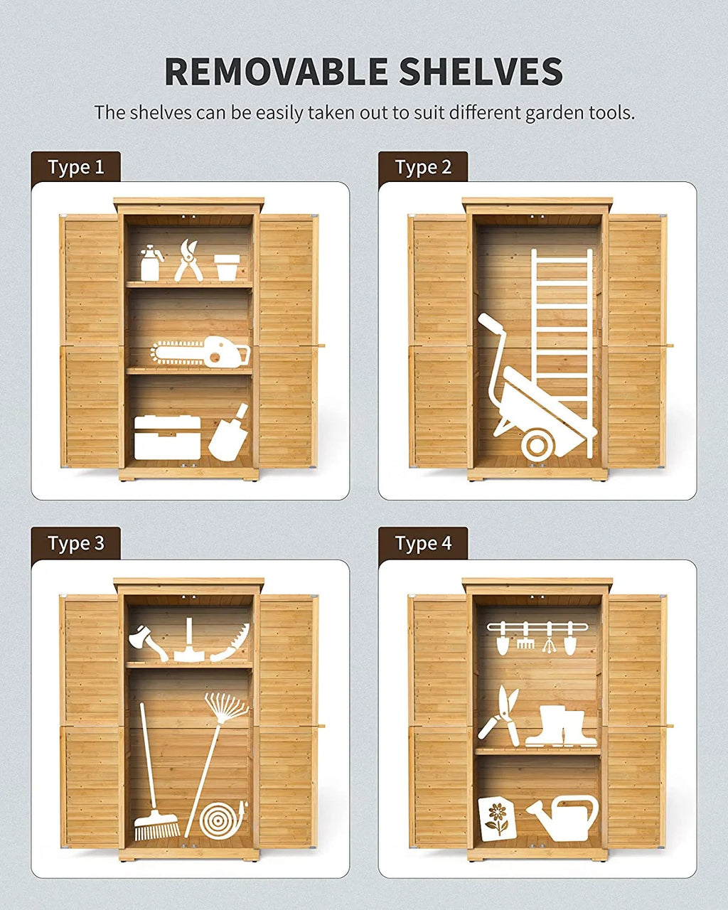 Lofka Outdoor Storage Cabinet With 2 Lockable Doors And 2 Adjustable Shelves, 34.3 x 18.3 x 63.2 in