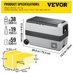 VEVOR Dual-Zone Car Refrigerator Freezer, 48QT - T45K