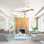 52in 3-Blade Ceiling Fan With Lights, Remote Control, 6 Speeds, Matte Black and Black Walnut