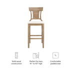 Linon Bar Stool 30 inch Rustic Brown Finish With Beige Fabric - Rylan