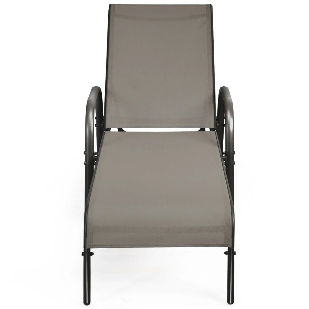 Fabric Folding Outdoor Chaise Lounge Chairs, 2 Pcs, 5 Position