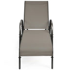 Fabric Folding Outdoor Chaise Lounge Chairs, 2 Pcs, 5 Position