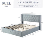 Queen Size Lift-Up Storage Bed With Wingback Headboard, Upholstered Platform Bed Frame With Hidden Storage