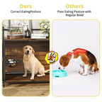 ROOMTEC Large Dog Crate Furniture With Adjustable Bowls, Steel Frame, 48in x 30.3in x 43in