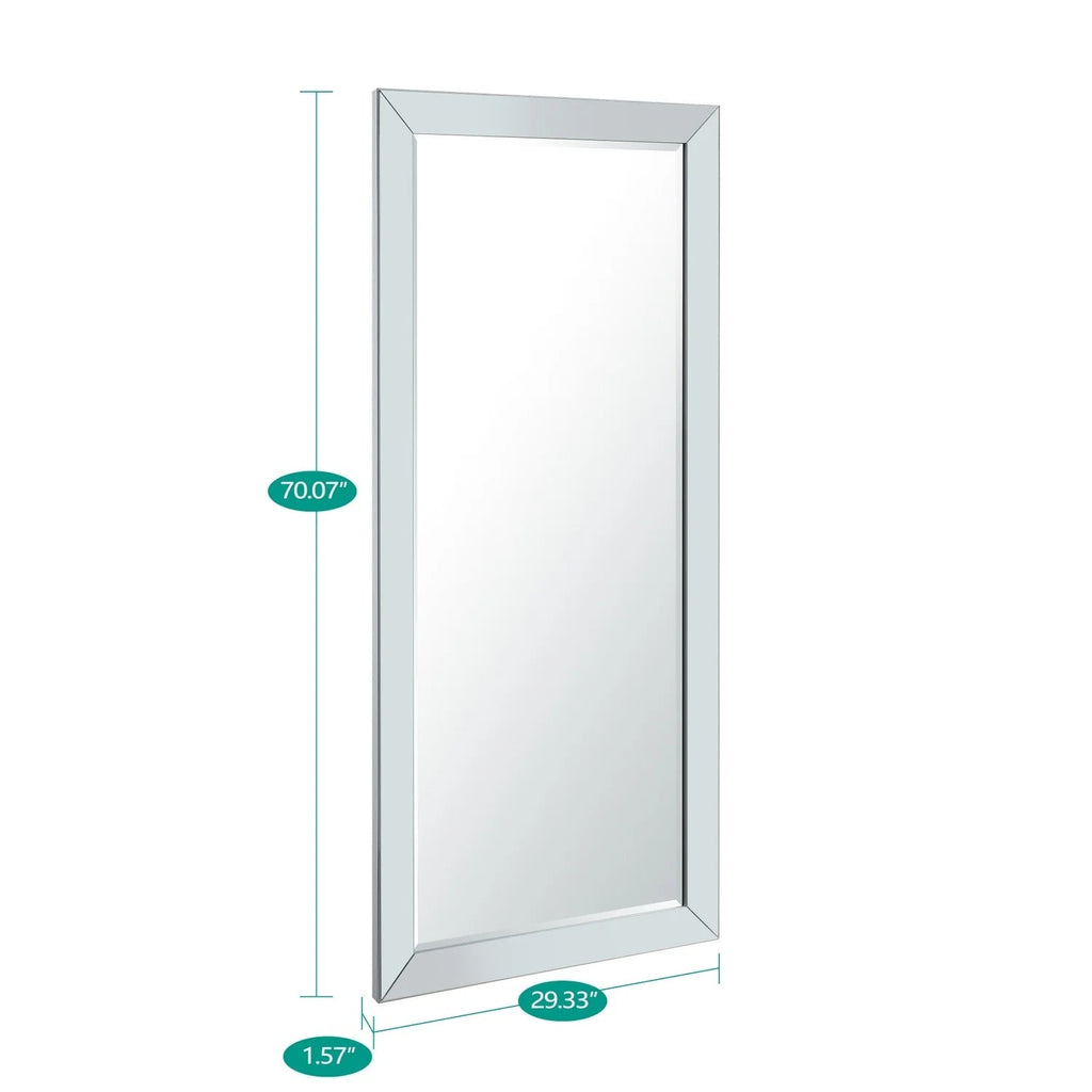 Full Length Beaded Frame Mirror, 66" H x 32" W - Freestanding Or Wall Mounted