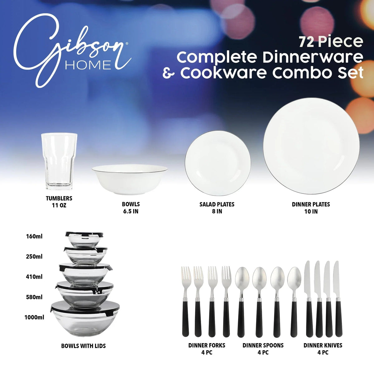 Gibson Home 71-Piece Stainless Steel Silver Cookware Combo Set