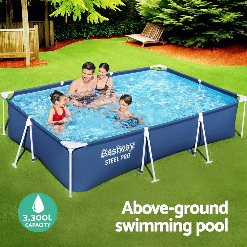 Bestway Steel-Frame Above-Ground Swimming Pool With Filter Pump - Rust-Resistant Build