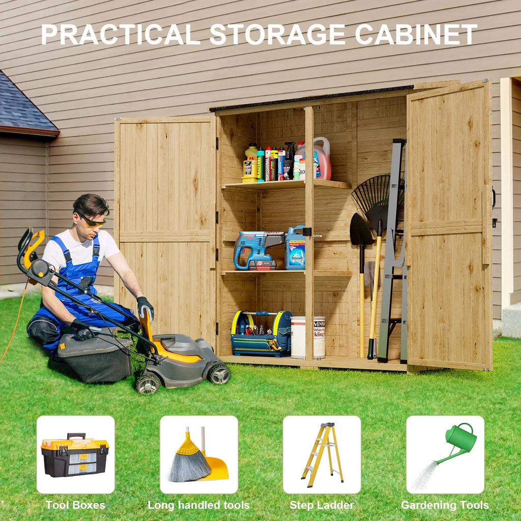 Lofka Outdoor Storage Cabinet With 2 Lockable Doors And 2 Adjustable Shelves, 34.3 x 18.3 x 63.2 in
