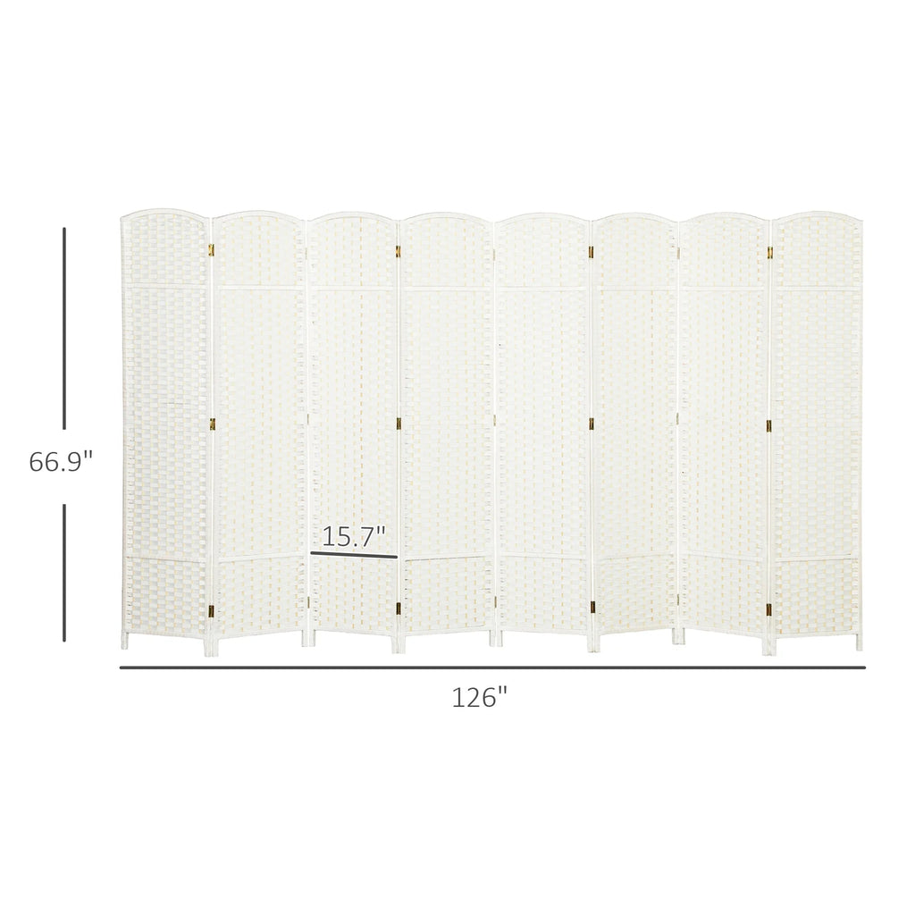 HOMCOM Folding Privacy Screen, 8 Panel, 5.6' Tall, White - 830-814V02WT