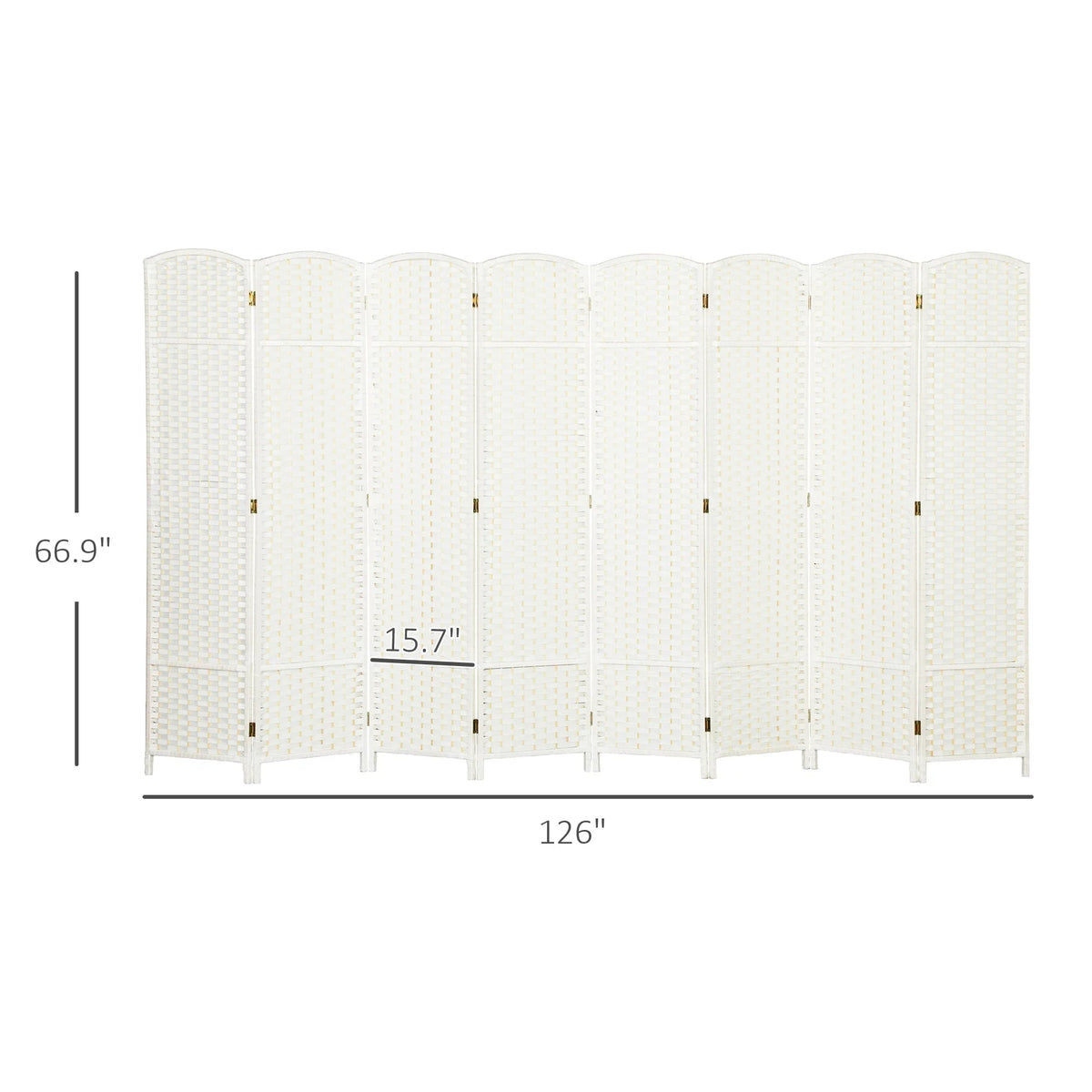 HOMCOM Folding Privacy Screen, 8 Panel, 5.6' Tall, White - 830-814V02WT