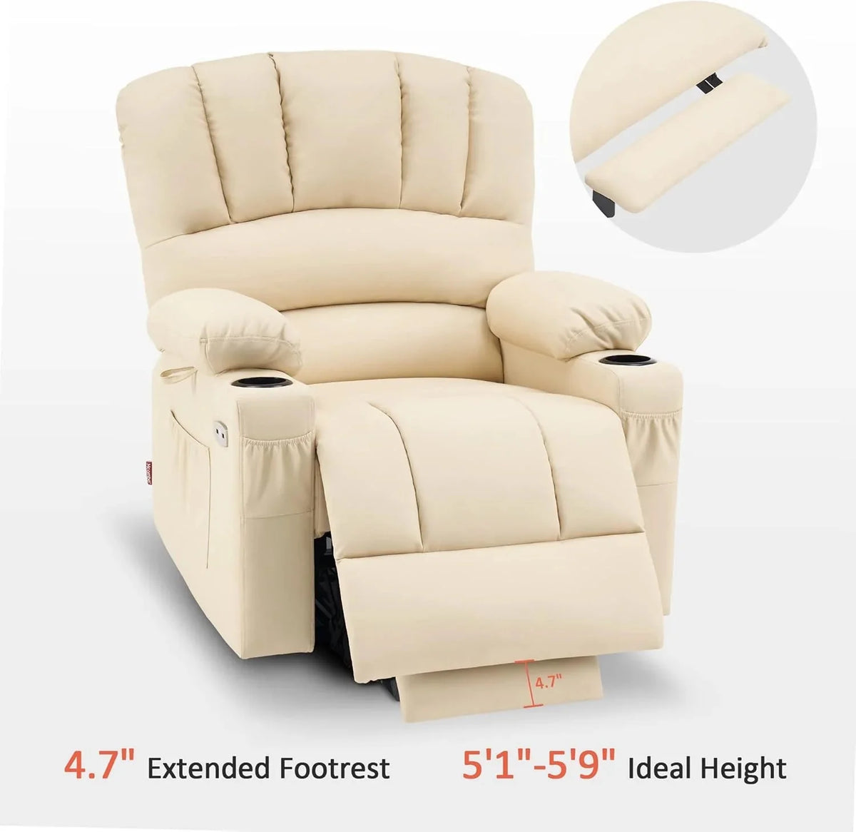 Heated Lift Recliner for Seniors with USB and Cup Holders