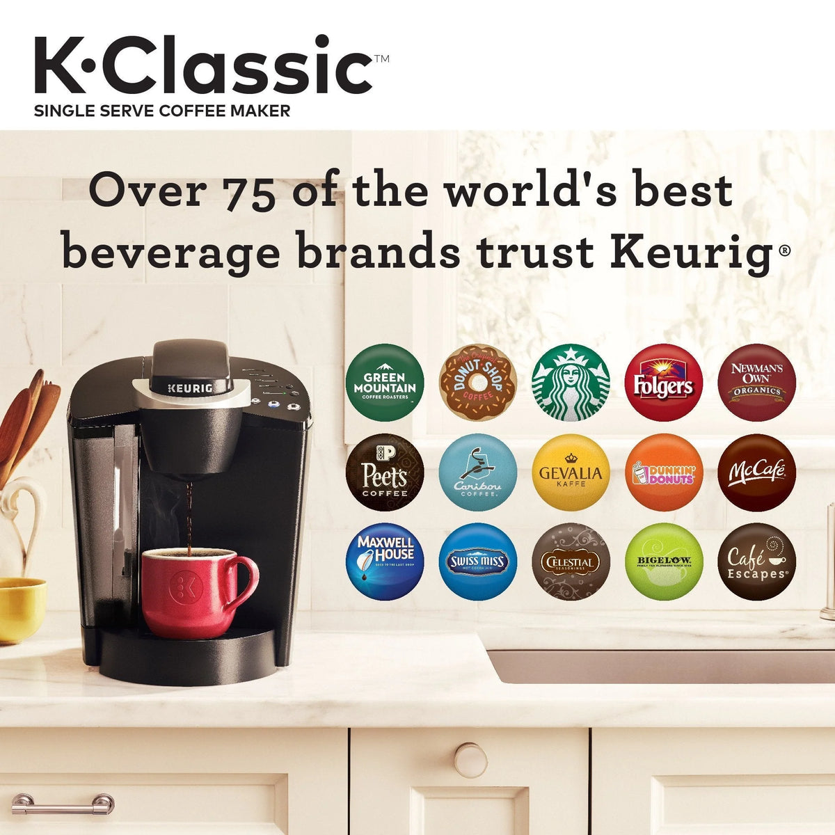 Keurig Single Serve K Cup Pod Coffee Maker, Black - K Classic