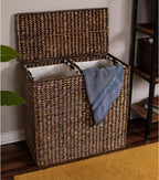 Sofia + Sam Oversized Divided Seagrass Hamper With 2 Canvas Liners, 28 x 14 x 27 Inches - 4602