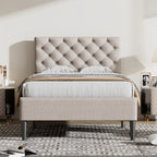 Button-Tufted Platform Bed - Twin Size