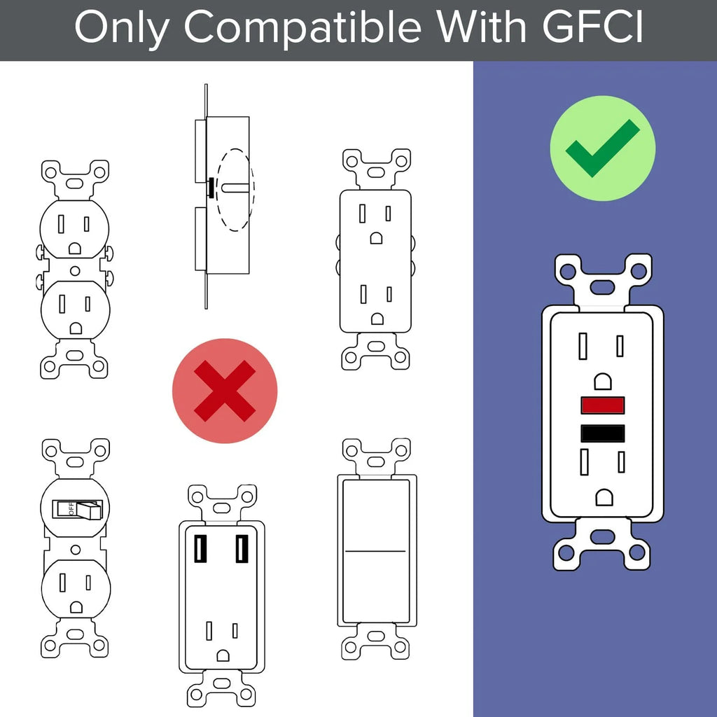 SnapPower GuideLight 2 Duplex LED Night Light Outlet Wall Plate, 6 Pack, White
