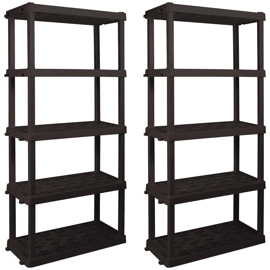 Hyper Tough 5-Tier Shelving Unit, W36 x D18 x H74in, Black, Pack Of 2