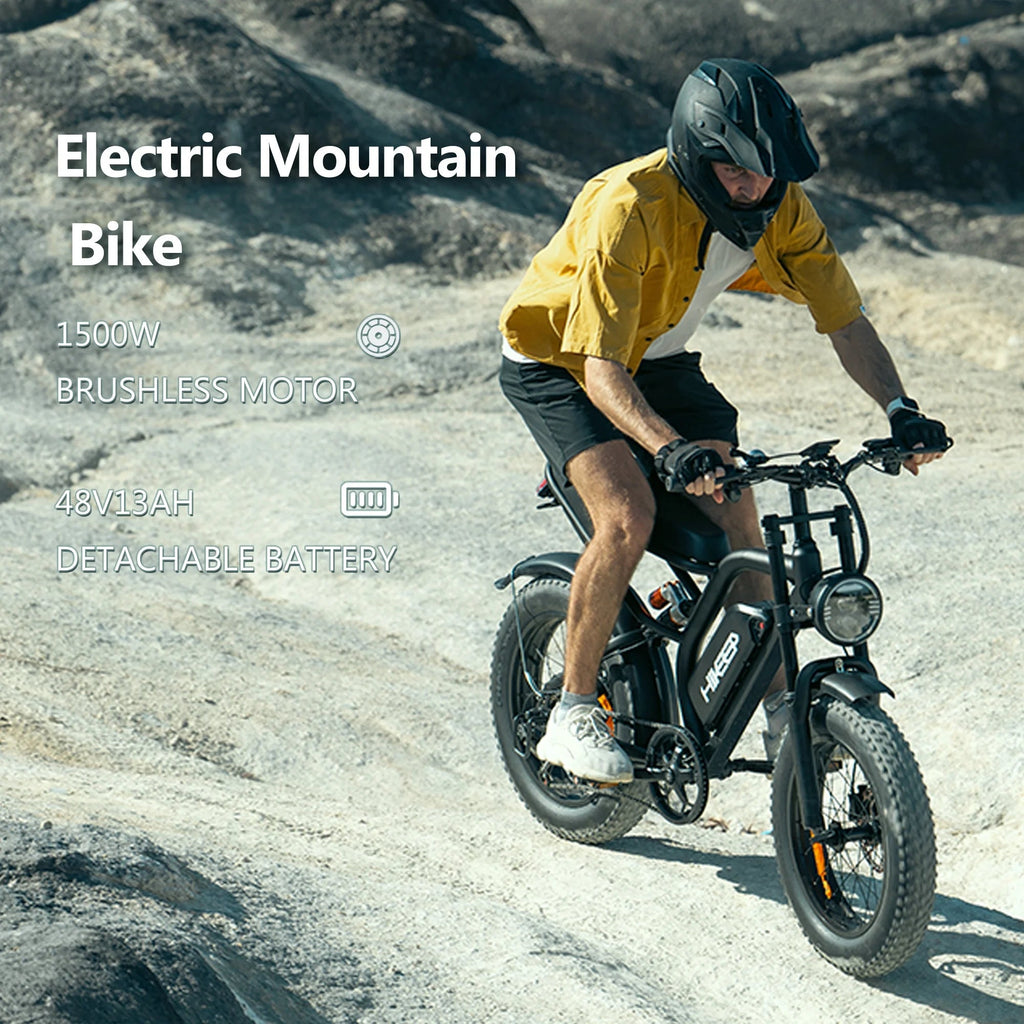 HiKeep Electric Mountain Bike, 20 inch Fat Tires, 48V 15Ah Battery - K6-L