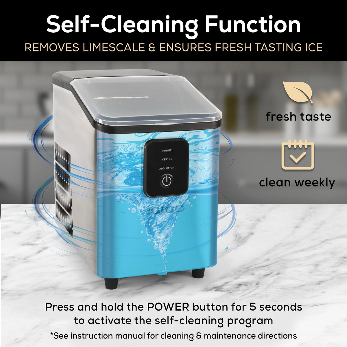 Igloo Self-Cleaning Countertop Ice Maker, 26 lbs. Per Day, 8 Pieces Every 7-8 Minutes, Aqua