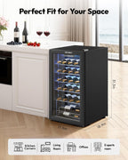 EUHOMY 25 Bottle Compressor Wine Cooler Refrigerator, Black, 18.7in D x 17.5in W x 31.3in H