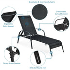 Fabric Folding Outdoor Chaise Lounge Chairs, 2 Pcs, 5 Position