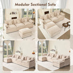 108 Inch U Shape Sectional Sofa With Removable Footstool