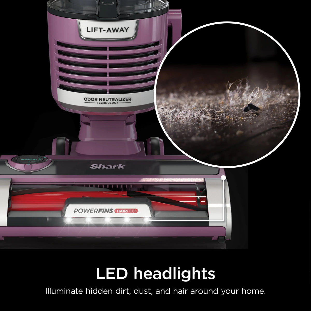 Shark Upright Vacuum With Lift-Away, PowerFins HairPro, Odor Neutralizer, Purple - ZD550