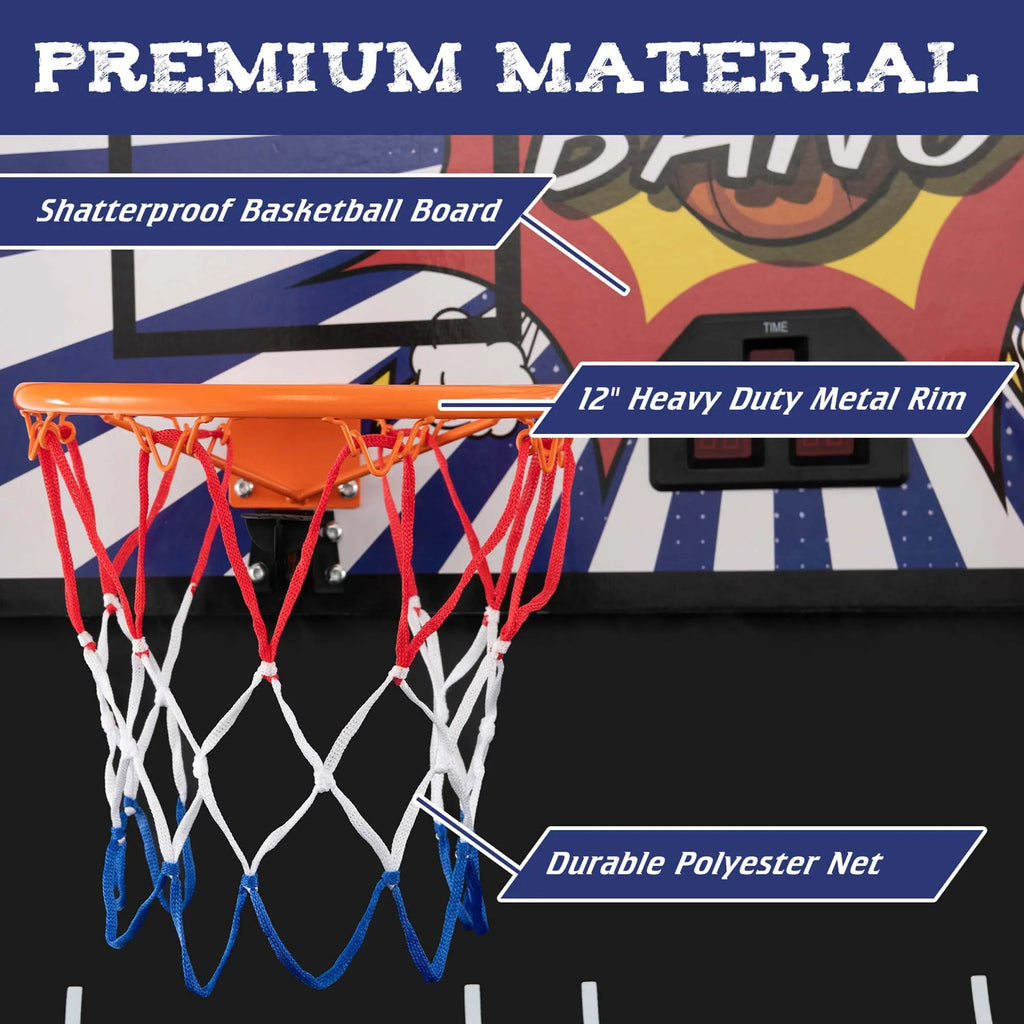 Costway Dual Shot Basketball Arcade Game, Blue, 8 Game Modes, 81in x 43in x 81in