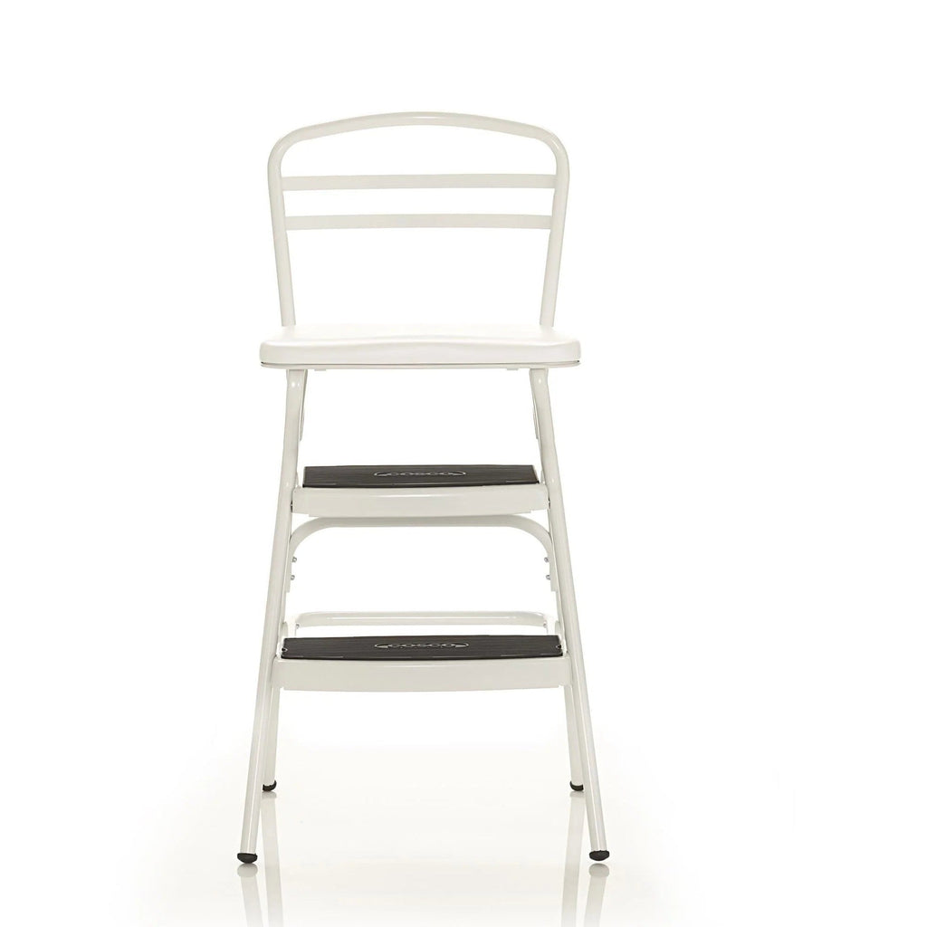 COSCO Stylaire Retro Chair And Step Stool With Flip-Up Seat - White, One Pack