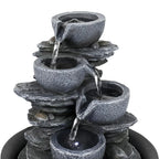 4-Tier Indoor Water Fountain - 7.8 x 7.8 x 10.6 in, Gray Resin