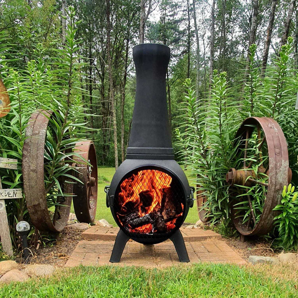 The Blue Rooster Prairie Fire Cast Aluminum Outdoor Chiminea Fireplace - Prairie Fire