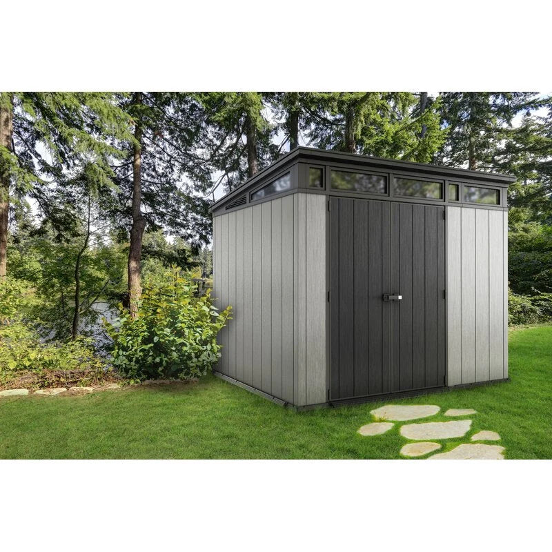 Artisan Plastic Storage Shed 9 ft W x 7.5 ft D Grey & Black - Artisan 97