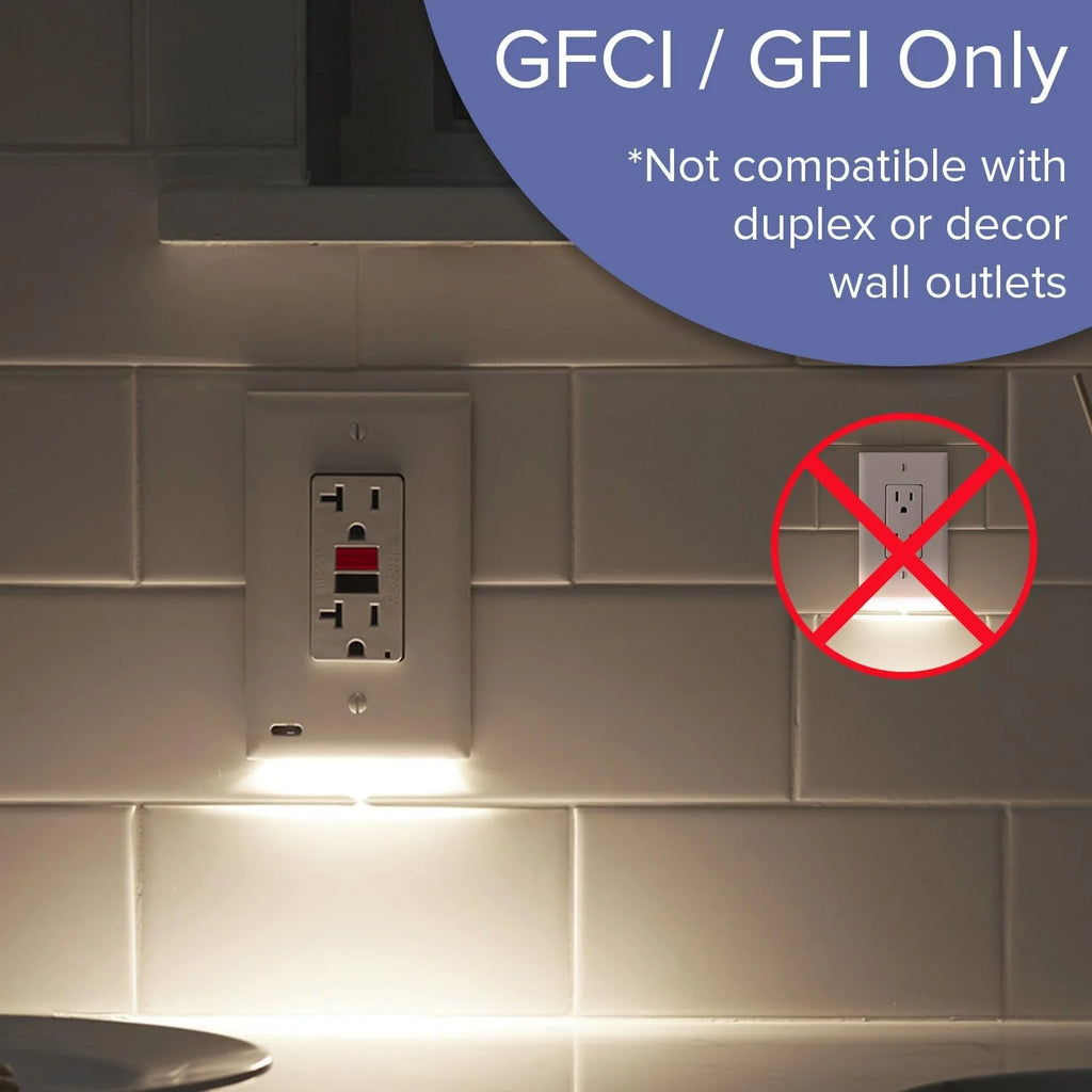 SnapPower GuideLight 2 Duplex LED Night Light Outlet Wall Plate, 6 Pack, White