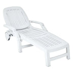 Folding Plastic Outdoor Chaise Lounge Chair With Wheels, 6-Position, 65.5 x 29 x 16.5-37 in, 330 lbs