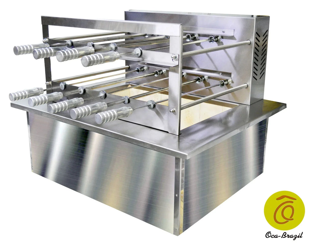 Oca-Brazil Brazilian BBQ Charcoal Grill With Firebox - 9 Skewers