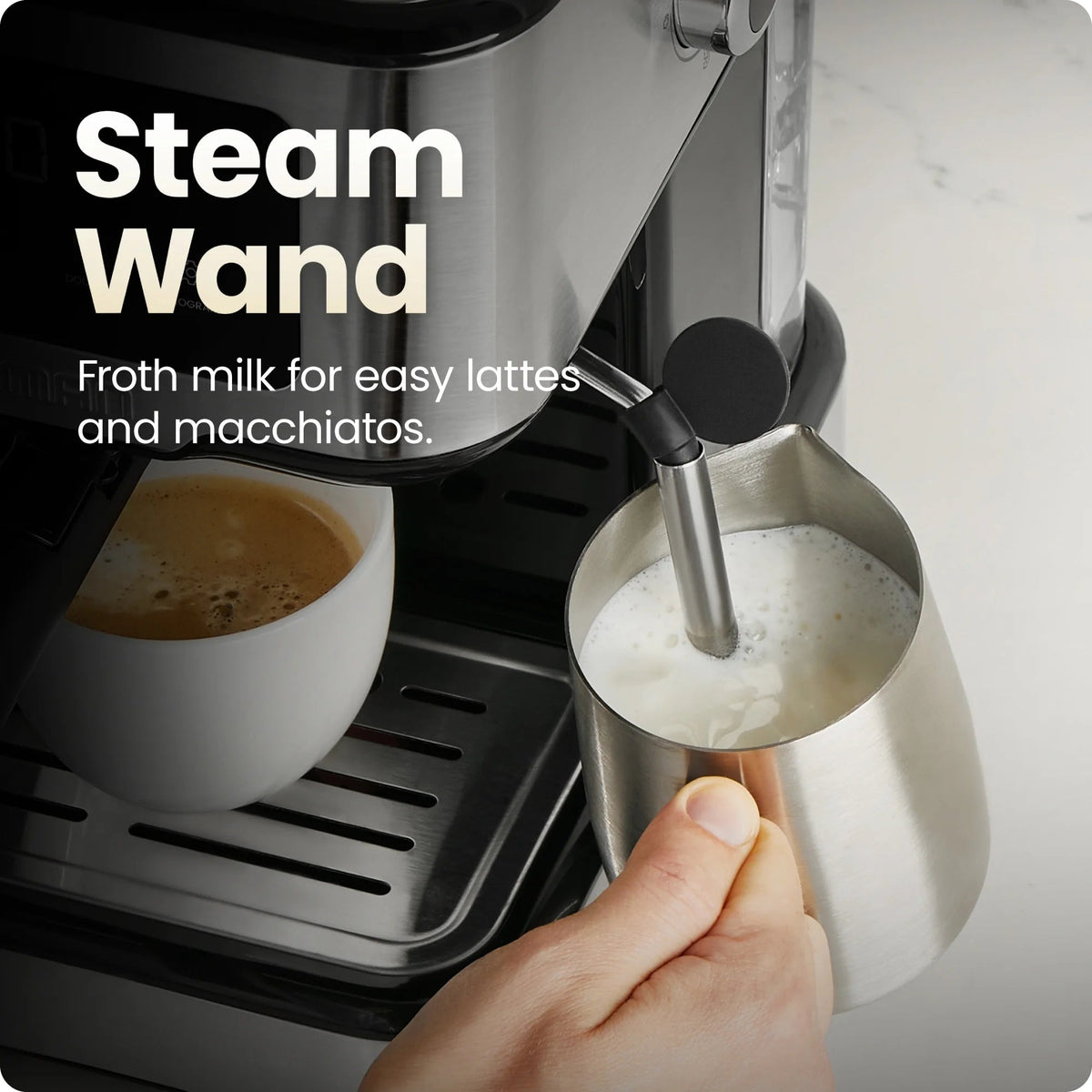 Chefman CraftBrew Espresso Machine With Steam Wand, Touch Controls, Stainless Steel - RJ54-SS-15-D