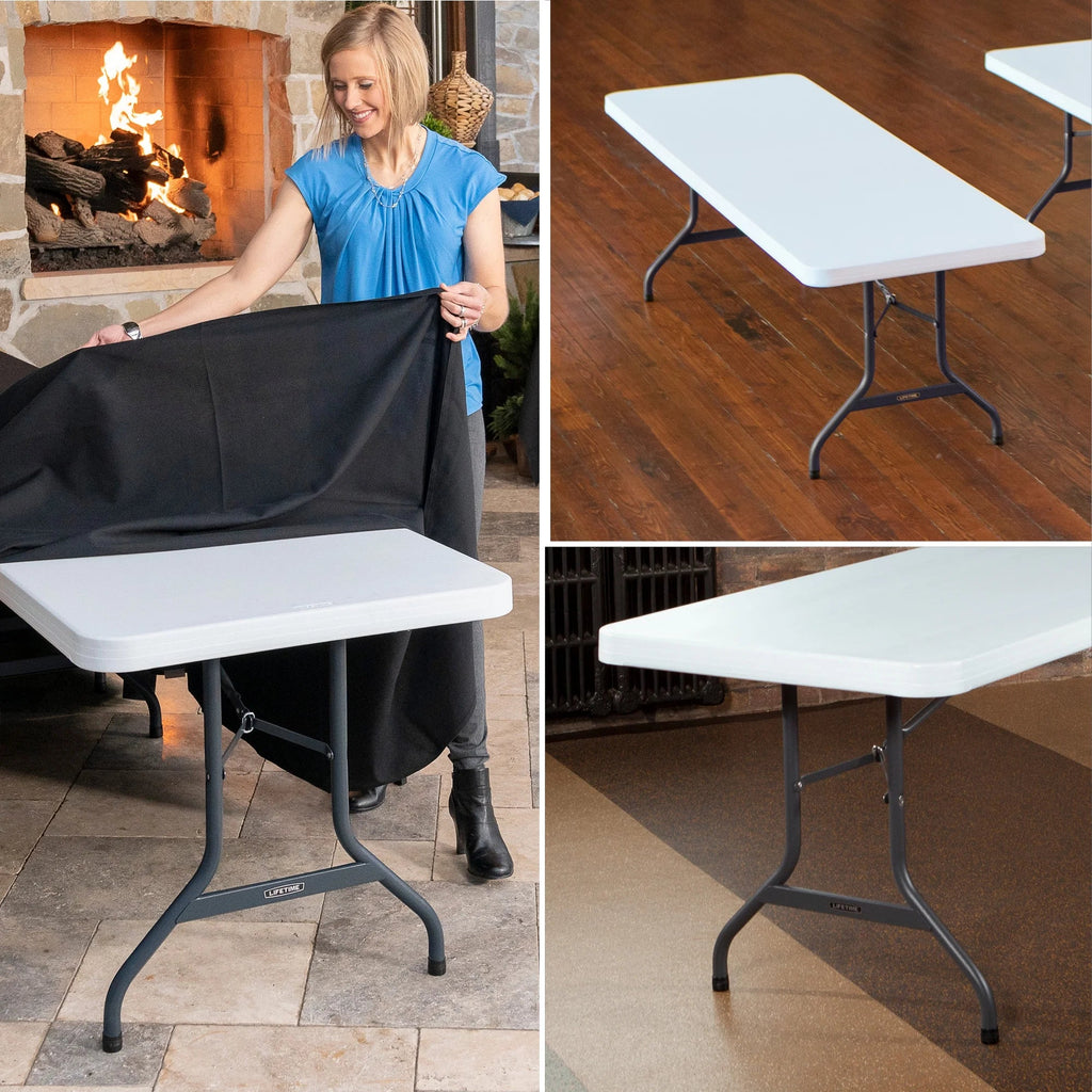 Lifetime 4 8-Foot Rectangle Folding Tables And 32 Chairs Set, White Granite - 80147
